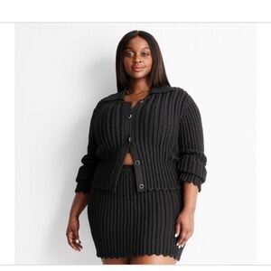 Future Collective 4x Elegant Black Button-Up Cardigan